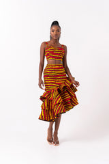 RITA African Print Layered Hi-low Skirt