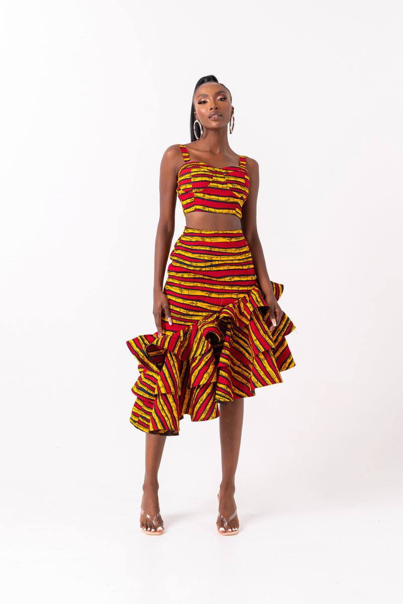 RITA African Print Layered Hi-low Skirt