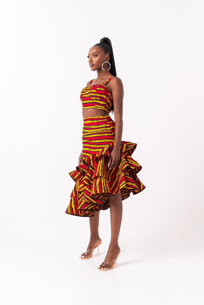 RITA African Print Layered Hi-low Skirt