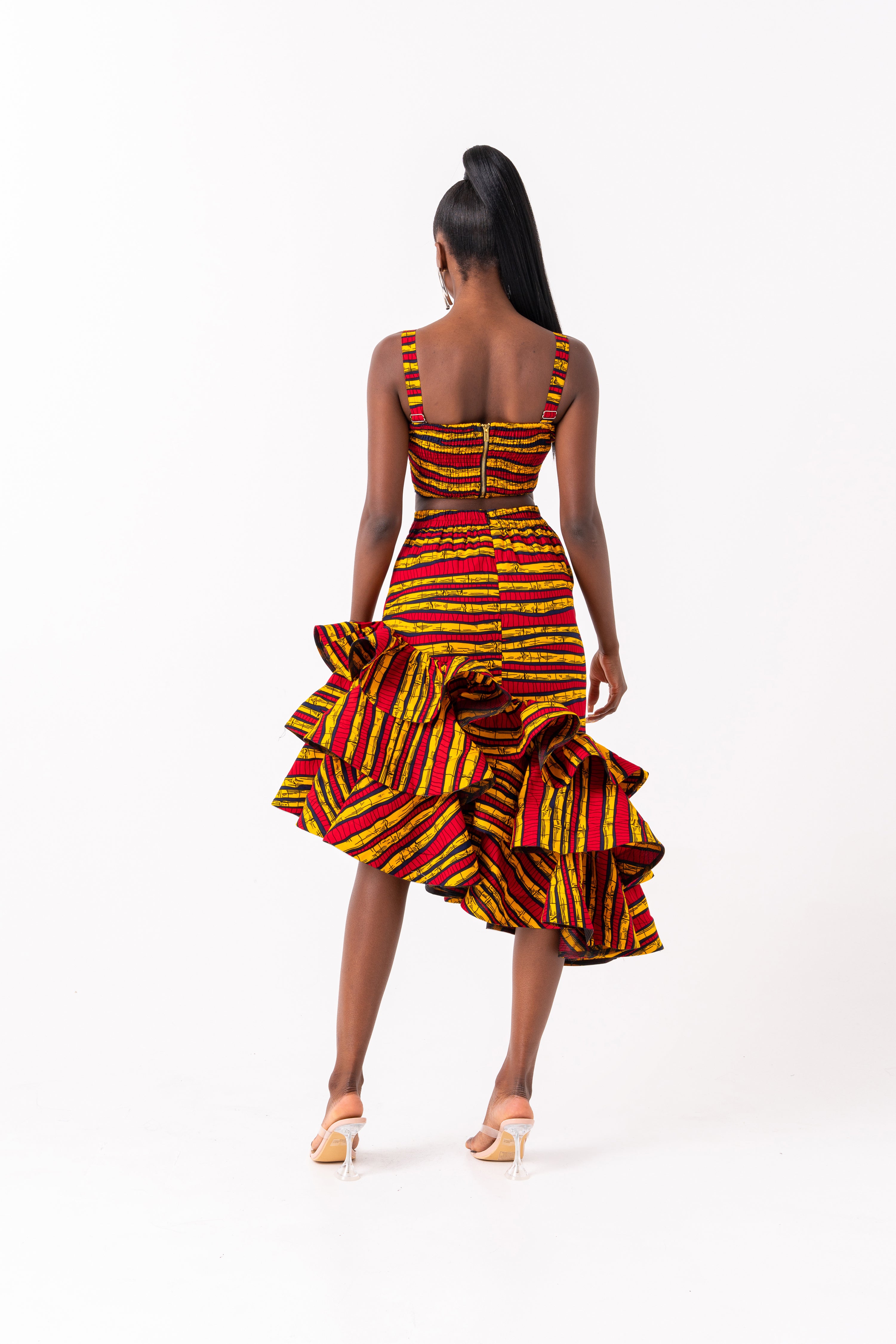 RITA African Print Layered Hi-low Skirt