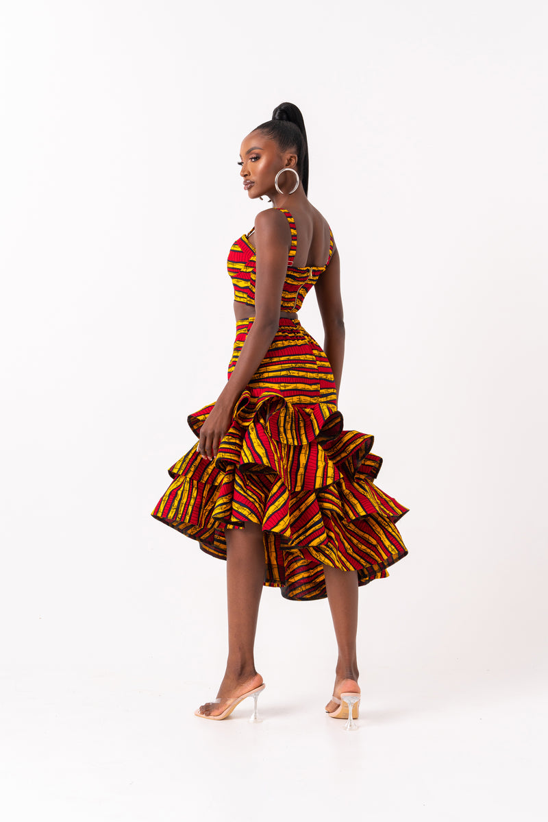 RITA African Print Layered Hi-low Skirt