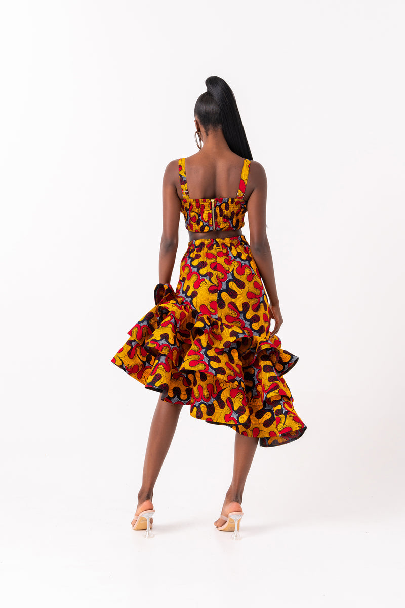 LIRA African Print Layered Hi-low Skirt