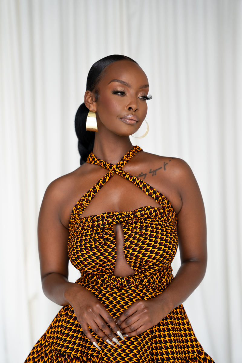 AGBANI African Print Flair Mini Infinity dress