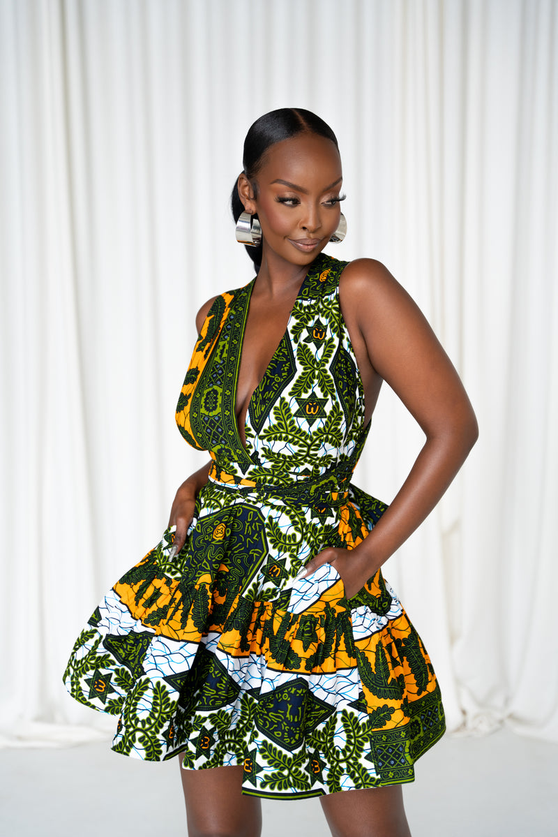 RIMI African Print Flair Mini Infinity dress