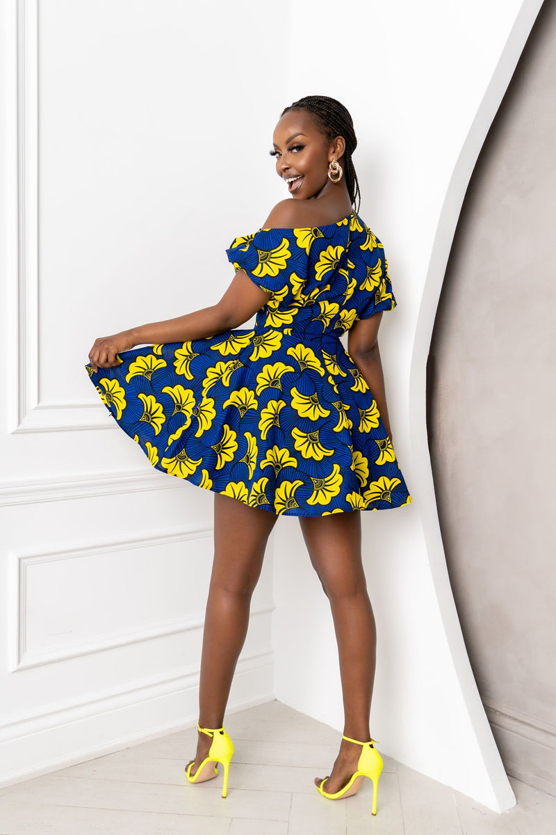 OKORIE African Print One-shoulder Mini Dress