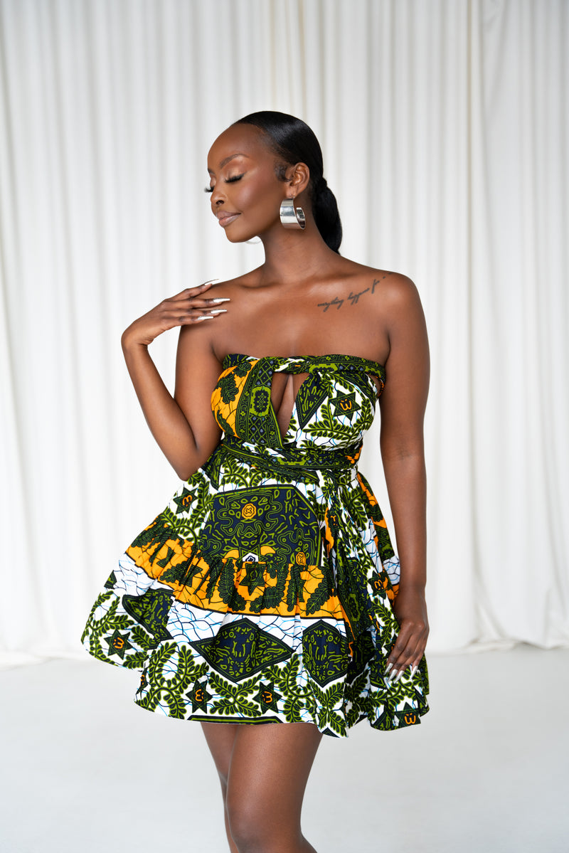 RIMI African Print Flair Mini Infinity dress