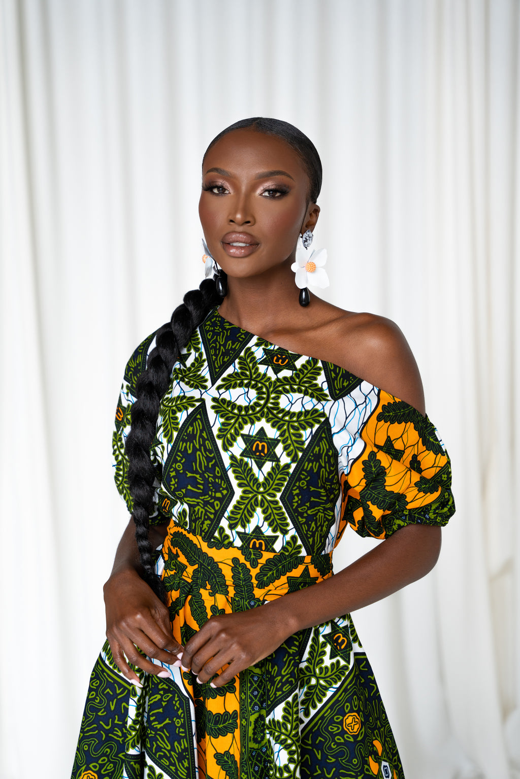RIMI African Print One-shoulder Midi Dress – OFUURE