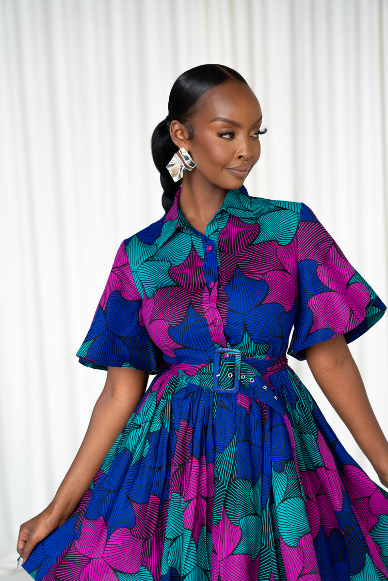 ZURI African Print Shirt Mini Dress