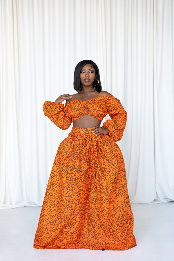 OBI African Print Long Sleeve Crop Top