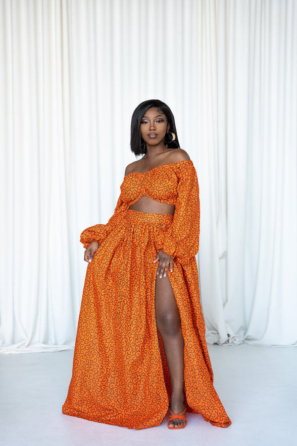 OBI African Print Long Sleeve Crop Top
