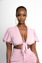 MAUVE ABBY short sleeve crop top