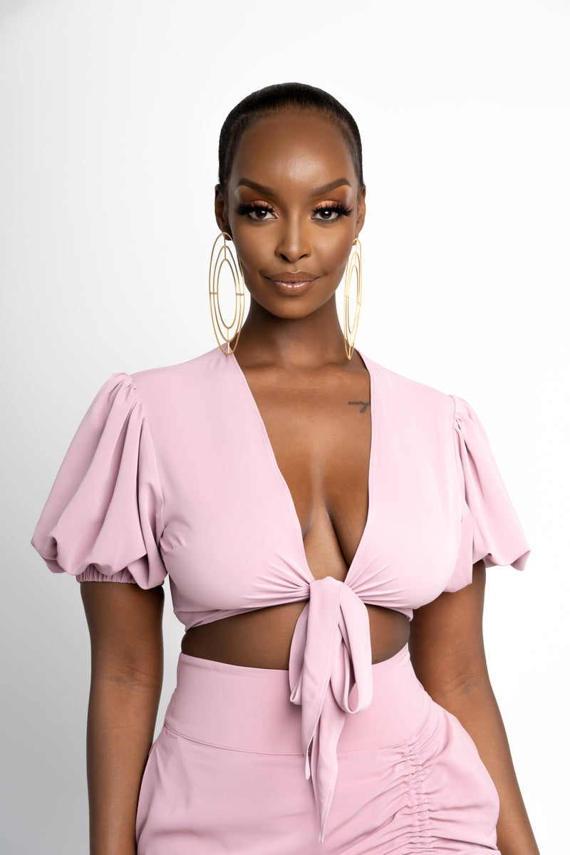 MAUVE ABBY short sleeve crop top