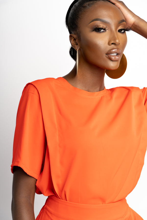 NEON ORANGE NIA round neck top