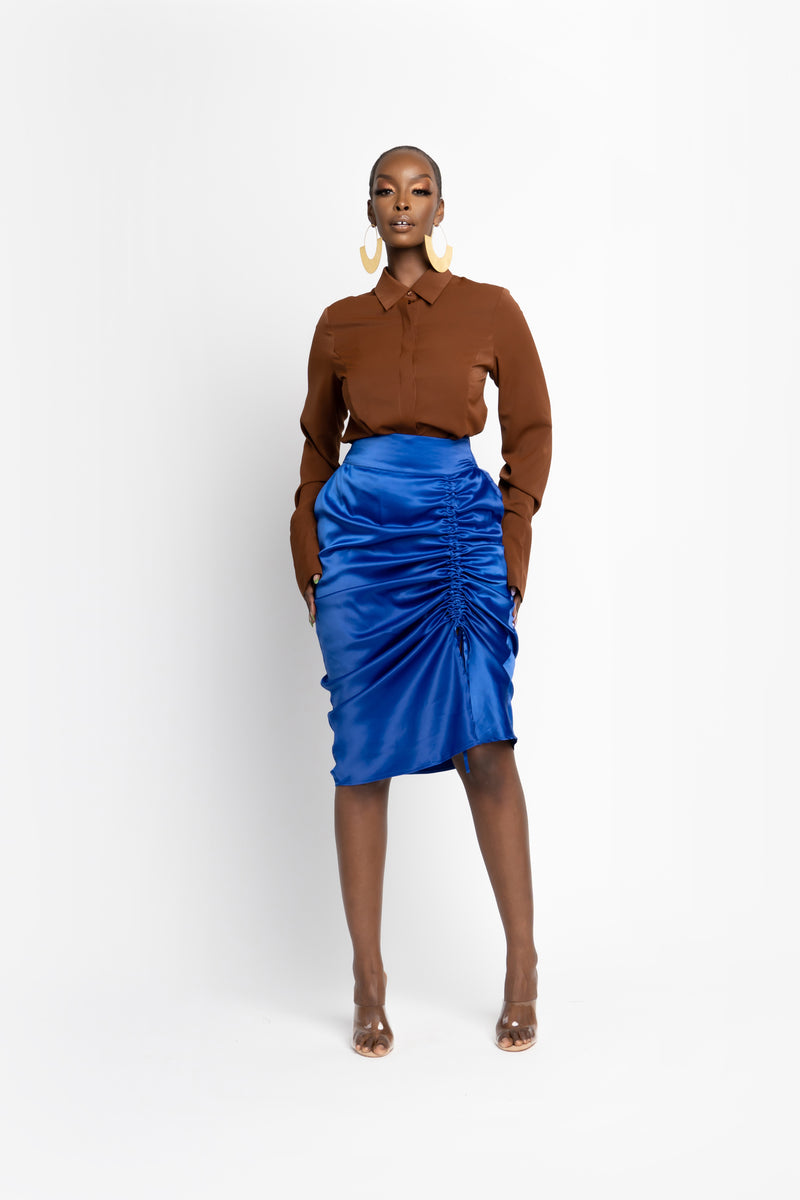 COBALT BLUE GRAYCE midi skirt