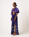 FARRAH PUFFY SLEEVE FRONT TIE CROP TOP