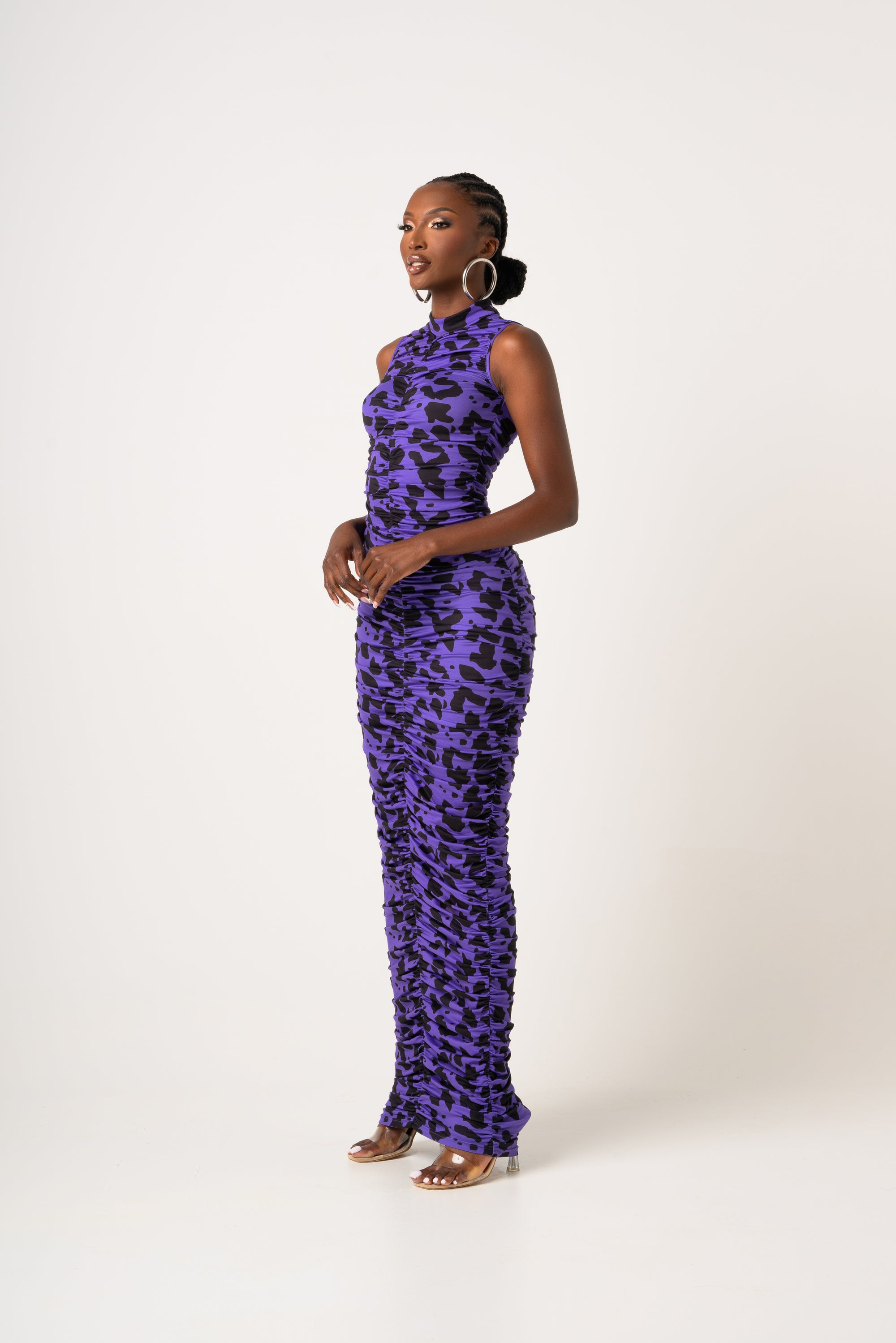 FARRAH RUCHED MAXI KNIT DRESS