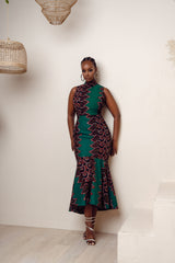 TOPE African Print Maxi Mock Neck Dress