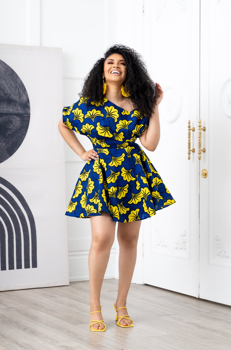 OKORIE African Print One-shoulder Mini Dress
