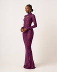AMINAH LONG SLEEVE MAXI MESH DRESS