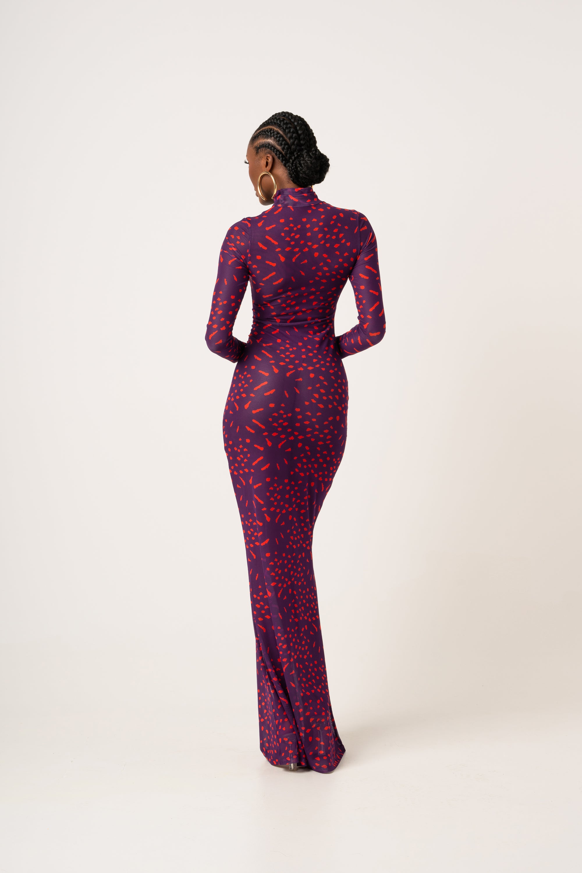 AMINAH LONG SLEEVE MAXI MESH DRESS