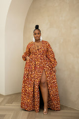 TUTU African Print V-Neck Maxi Dress