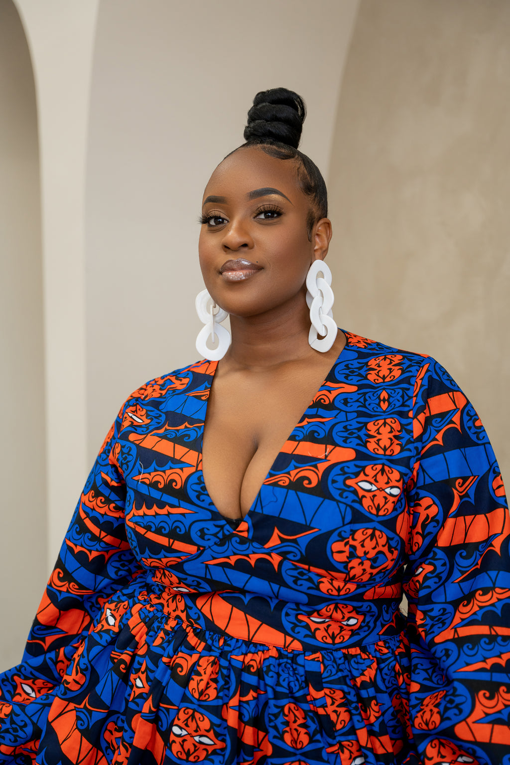 ASA African Print V-Neck Maxi Dress – OFUURE