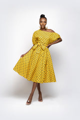 CHI-CHI African Print One-shoulder Midi Dress