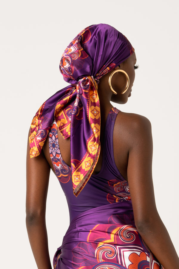 ENANG PURPLE SMALL SILK SCARF
