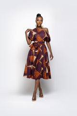 DORA African Print One-shoulder Midi Dress