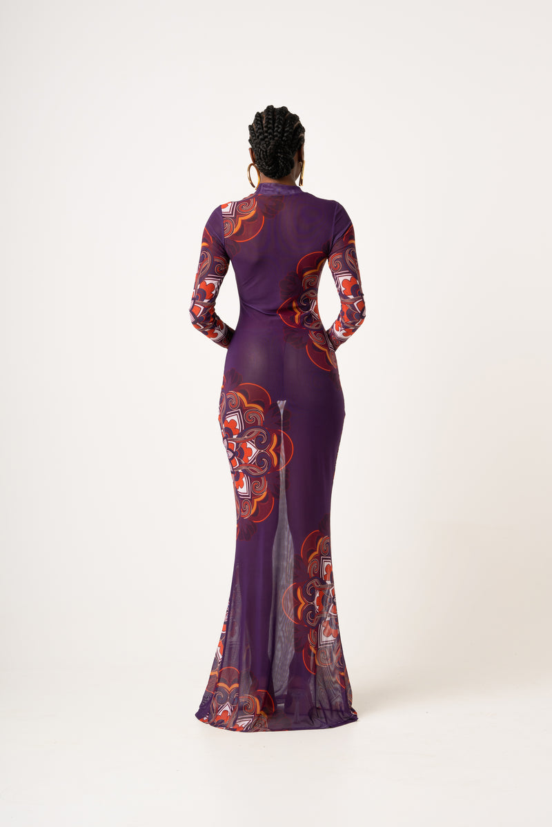 Long sleeve hotsell maxi dress purple