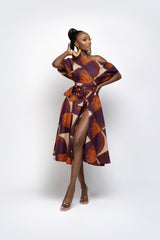 DORA African Print One-shoulder Midi Dress