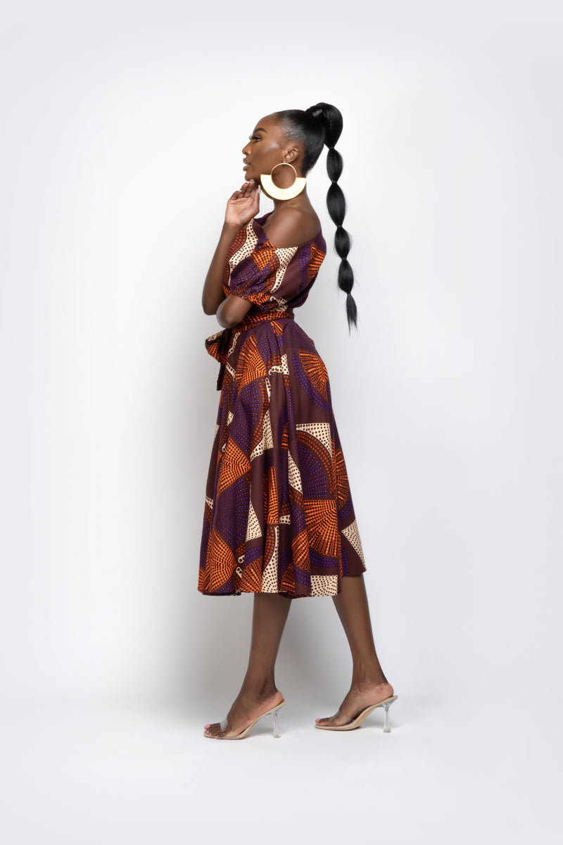 DORA African Print One-shoulder Midi Dress
