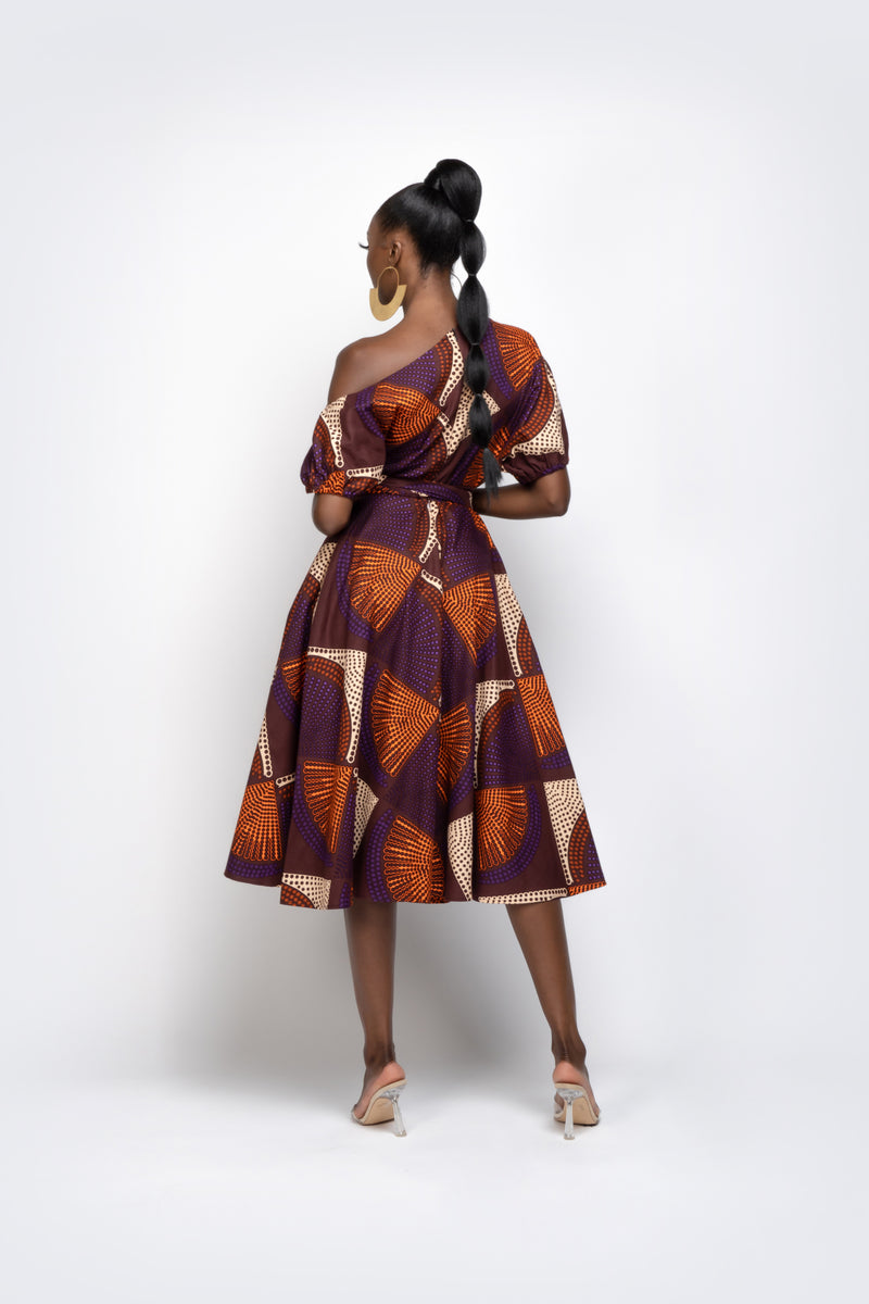 TANI African Print One Sleeve Drape Maxi Dress – OFUURE