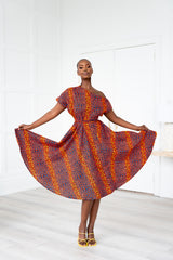 JEMIMA African Print One-shoulder Midi Dress
