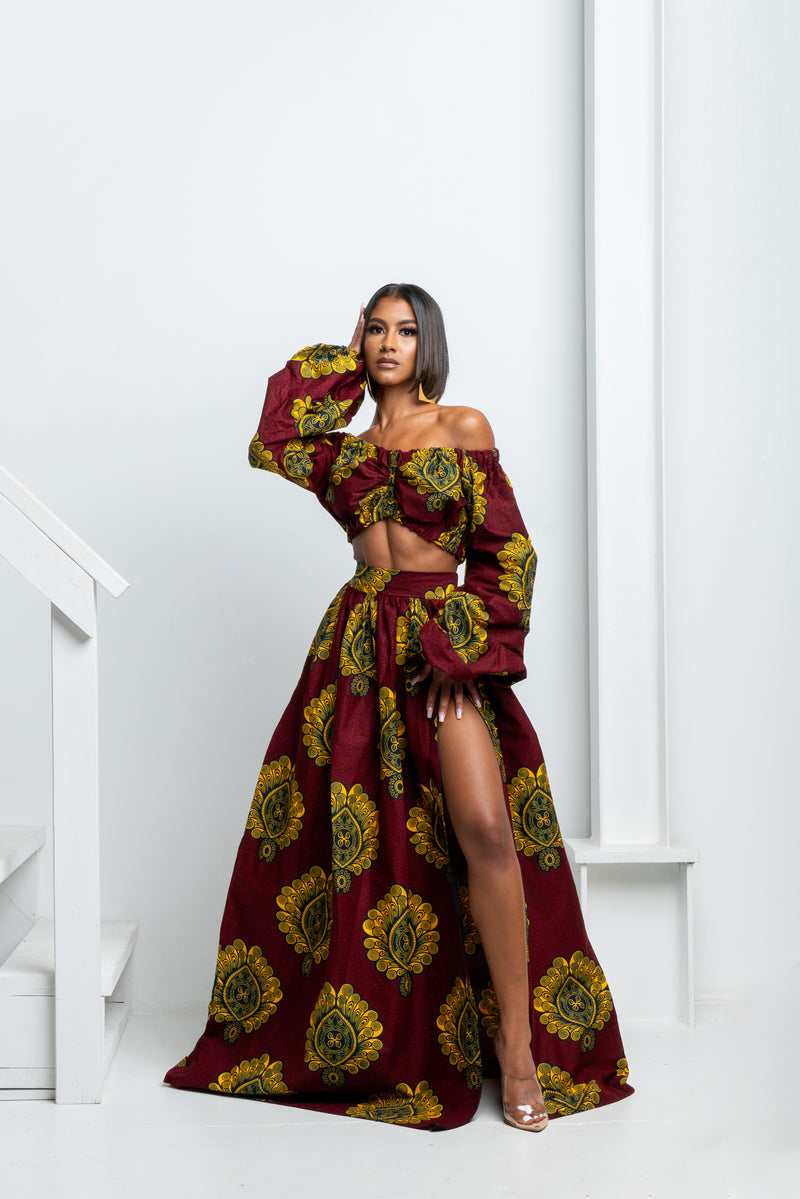 GINA African Print Maxi Skirt