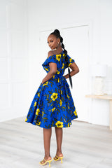 MOFOPE African Print One-shoulder Midi Dress