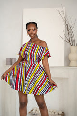 OPE African Print One-shoulder Mini Dress