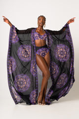 ENANG BLACK LONG KAFTAN CHIFFON KIMONO