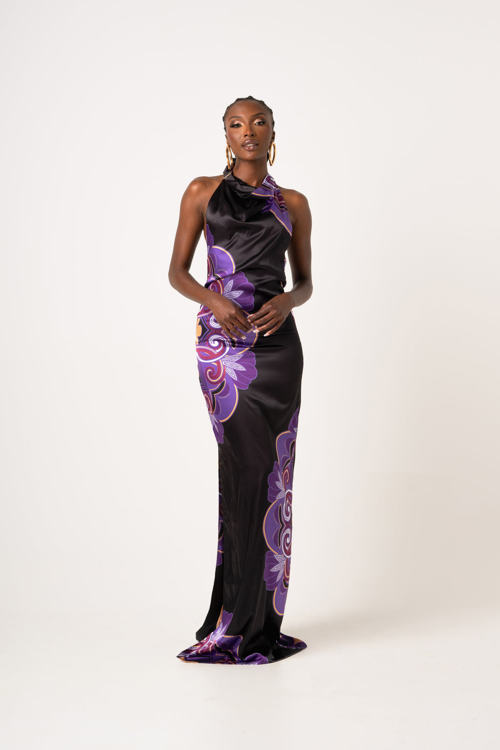 Black silk halter sales dress