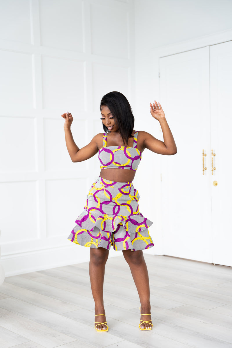 POSI African Print Layered Mini Skirt