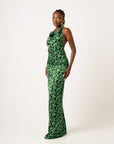 AZI SILK HALTER MAXI DRESS