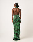 AZI SILK HALTER MAXI DRESS