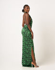 AZI SILK HALTER MAXI DRESS