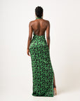 AZI SILK HALTER MAXI DRESS