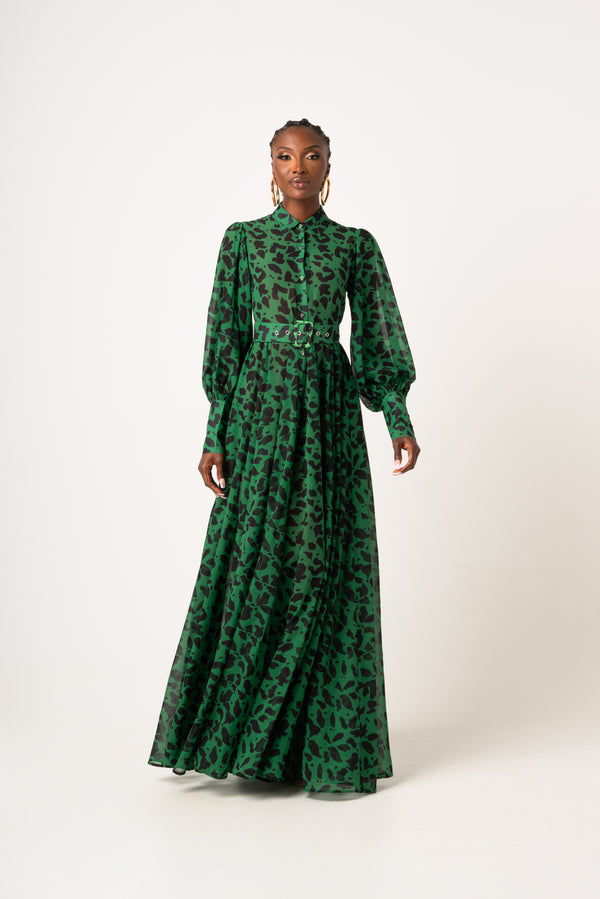 AZI CHIFFON MAXI SHIRT DRESS