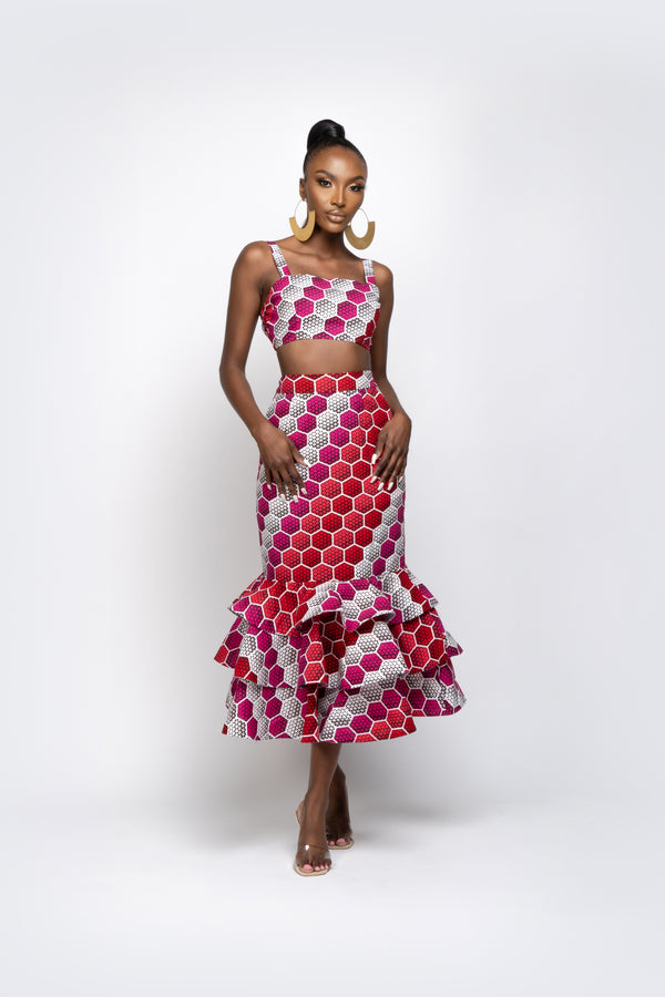 RENI African Print Tube Crop Top