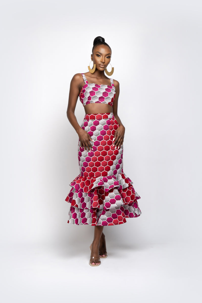 RENI African Print Tube Crop Top