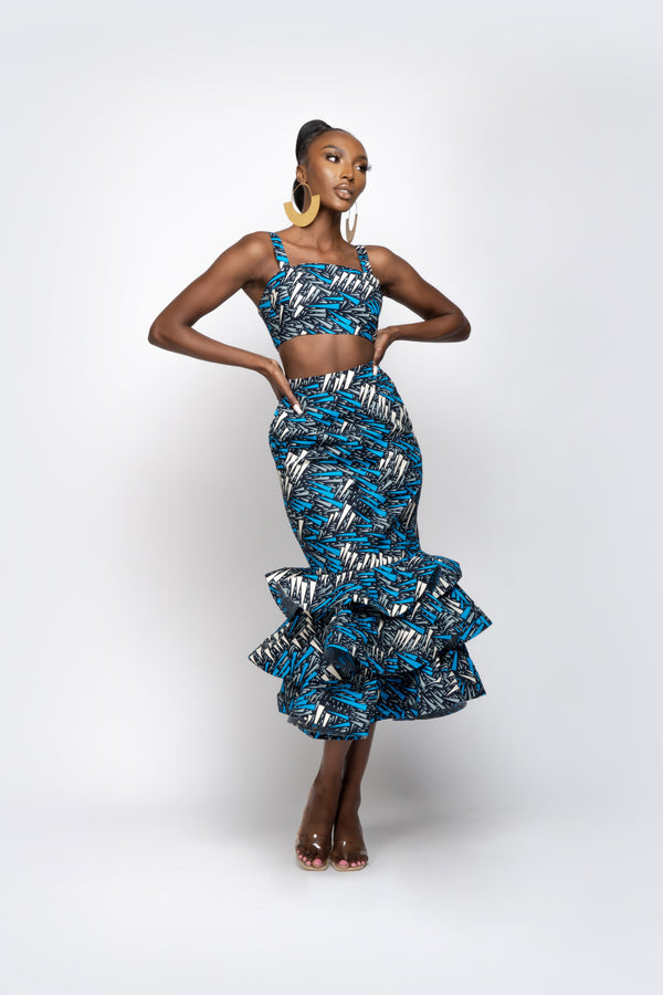 IBORO African Print Tube Crop Top