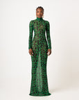 AZI LONG SLEEVE MAXI MESH DRESS