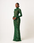 AZI LONG SLEEVE MAXI MESH DRESS